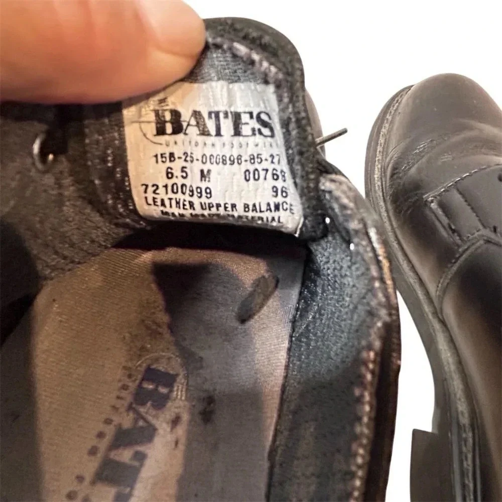 Bates Men's Black Leather Lace-Up‎ Work Oxford Shoes Size 6.5